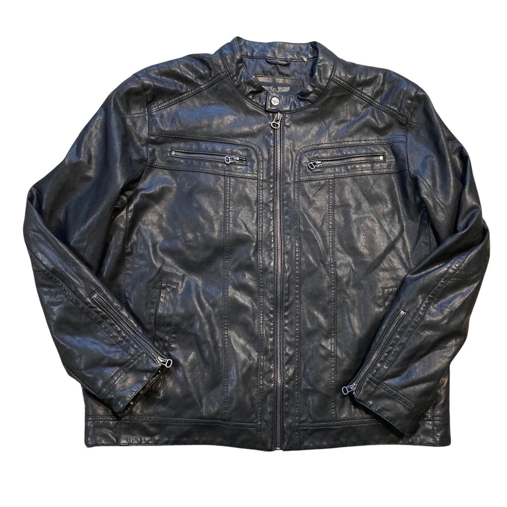 Men's WILSONS Leather Full Zip 100% Leather Mock Neck Jacket 2XL Moto Riding